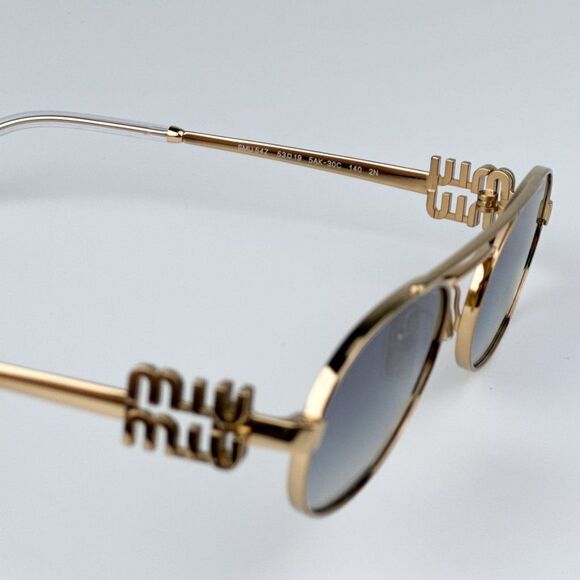 NEW Miu Miu MU54ZS 5AK30C Gold Grey Gradient Mirror Pilot Unisex Sunglasses main image 12